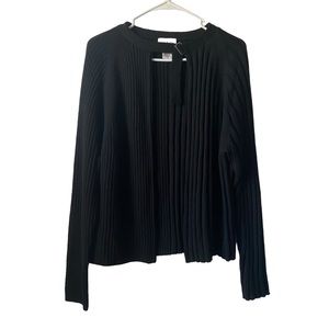 Oscar De La Renta Black Merino Wool Cardigan Knit Sweater Women's Medium